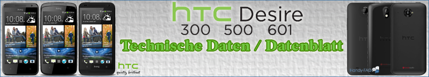 Banner HTC Desire 300 500 601 Technische Daten   Datenblatt